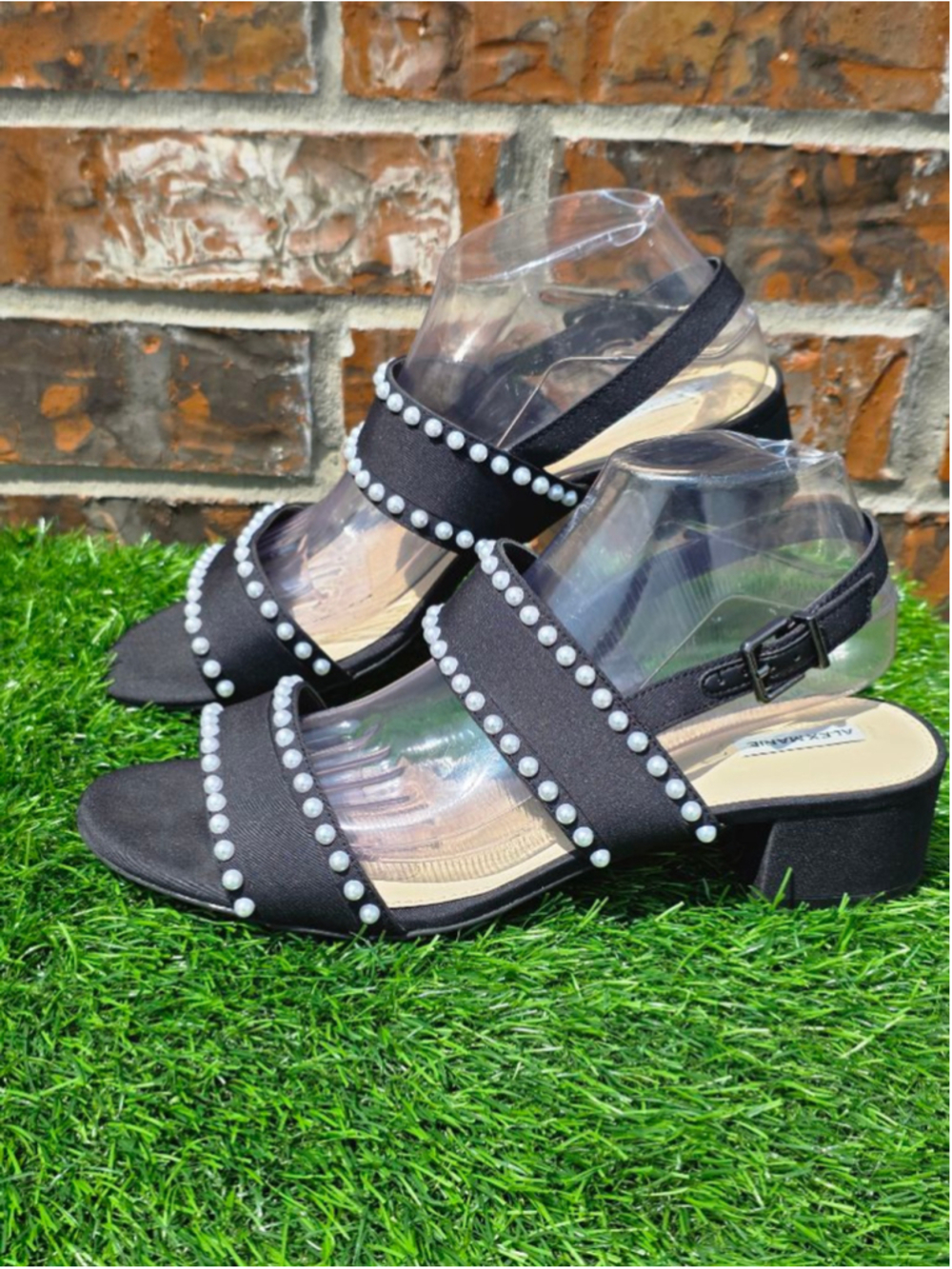 ALEX MARIE Black Pearl Embellished Sandals Women's Size 10 - Picture 2 of 7
